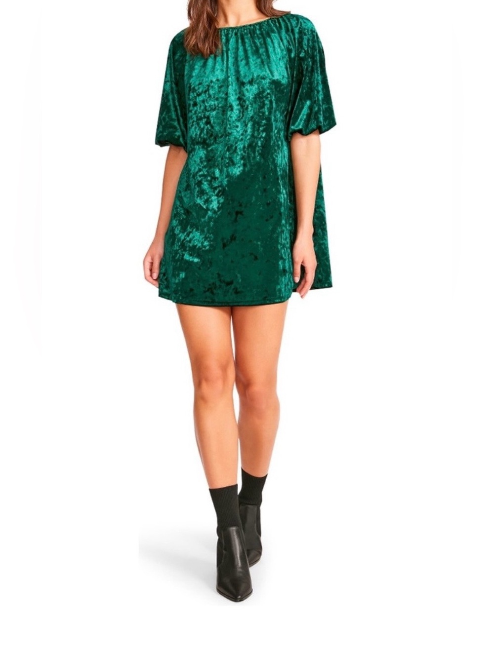 BB Dakota Steve Madden Emerald Green Crushed Velvet Mini Dress Size Large